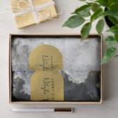 Papier Mousseline Noir Gold Foil Crystals de mer Signature Script (Cadeau)