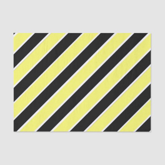 Papier Mousseline Noir, jaune et blanc rayé (Recto)