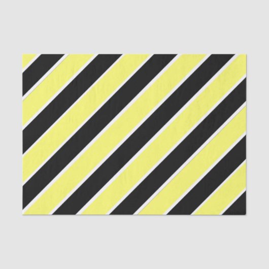 Papier Mousseline Noir, jaune et blanc rayé (Recto)