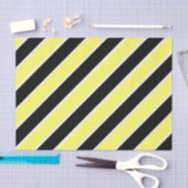 Papier Mousseline Noir, jaune et blanc rayé (Artisanat)