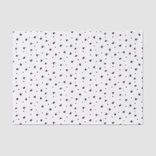 Papier Mousseline Noir minimaliste & Blanc Simple Étoiles