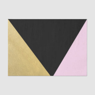 Papier Mousseline Noir Or et rose Bloc de couleur Mod Glam Triangles