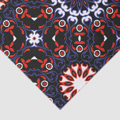 Papier Mousseline Noir Rouge Blanc Bleu Ethnic Boho Mosaic Motif (Détail)