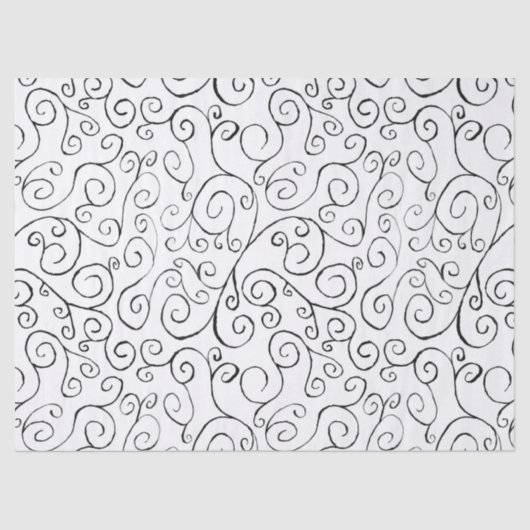 Papier Mousseline Noir sur blanc peint à la main Motif (Recto)