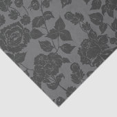 Papier Mousseline Noir sur noir Rose Damask motif floral (Détail)