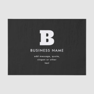 Papier Mousseline Nom commercial modifiable et Slogan Noir & Blanc