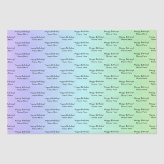 Papier Mousseline Nom d'anniversaire personnalisé Elégant Arc-en-cie (Recto)