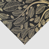 Papier Mousseline Nom de famille Arbre Noir Or Feuilles Découpage (Détail)