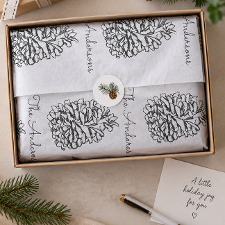 Papier Mousseline Nom de famille personnalisé Cône de pin Noël