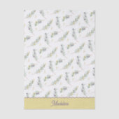 Papier Mousseline Nom de monogramme de branche d'olive vert sauge (Recto)