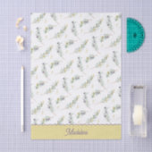 Papier Mousseline Nom de monogramme de branche d'olive vert sauge (Artisanat)