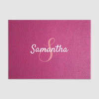 Nom du monogramme personnalisé Faux Pink Leather T