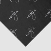 Papier Mousseline Nom élégant et monogramme | Noir, blanc et gris (Détail)