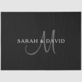 Papier Mousseline Nom élégant Monogramme | Noir et gris (Recto)