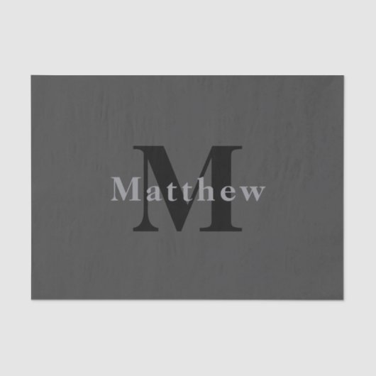 Papier Mousseline Nom et monogramme | Dark Gray (Recto)