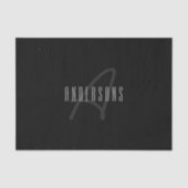 Papier Mousseline Nom et monogramme élégants modernes | Gris foncé e (Recto)