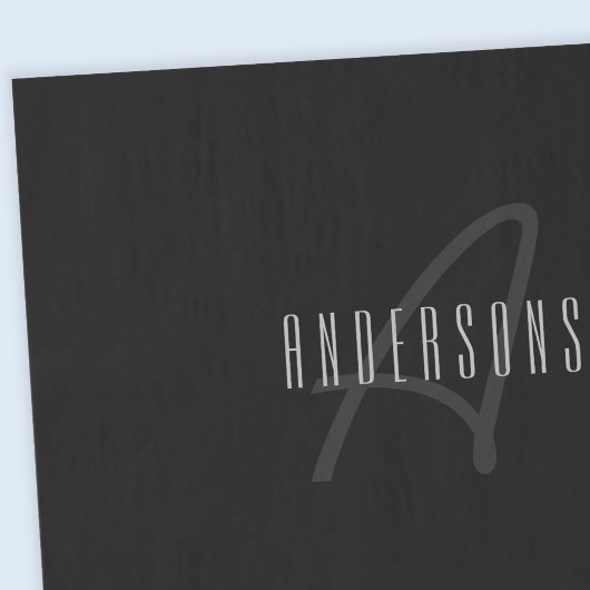 Papier Mousseline Nom et monogramme élégants modernes | Gris foncé e