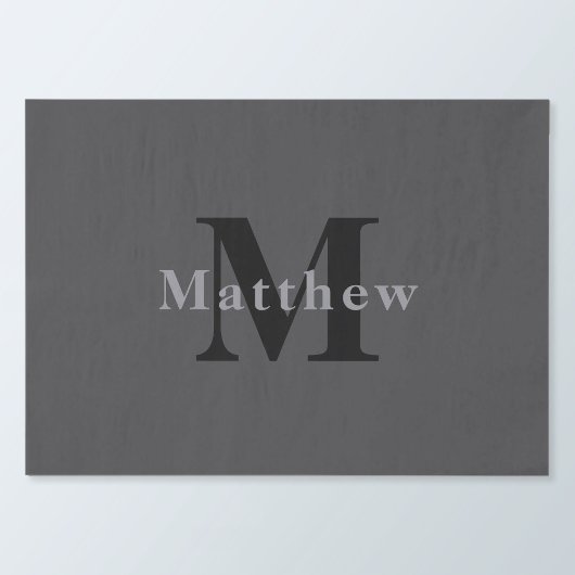 Papier Mousseline Nom et monogramme | Gris foncé