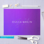 Papier Mousseline Nom et monogramme modernes de dégradé pourpre (Artisanat)