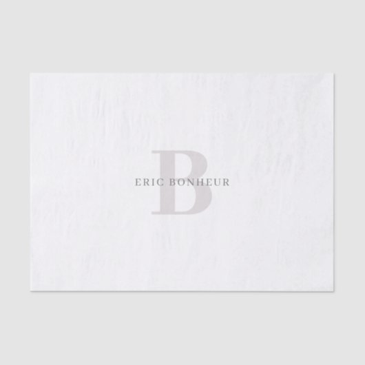 Papier Mousseline Nom moderne élégant et monogramme (Recto)
