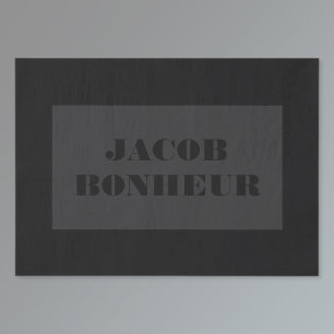 Papier Mousseline Nom Moderne Professionnel Gris foncé & Noir