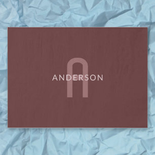 Papier Mousseline Nom Monogramme d'apparence moderne Rouge marron
