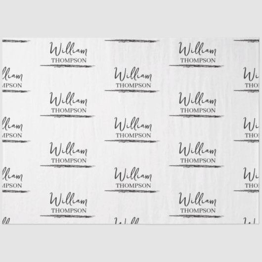 Papier Mousseline Nom monographique moderne noir et blanc (Recto)