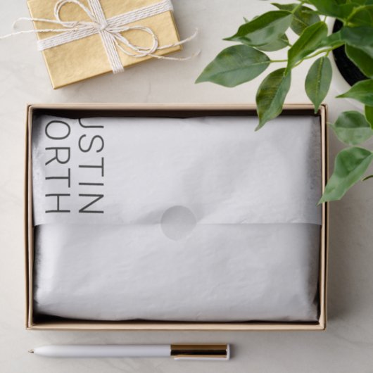 Papier Mousseline Nom noir moderne en blanc (Cadeau)