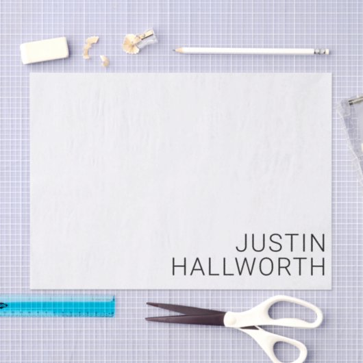 Papier Mousseline Nom noir moderne en blanc (Artisanat)