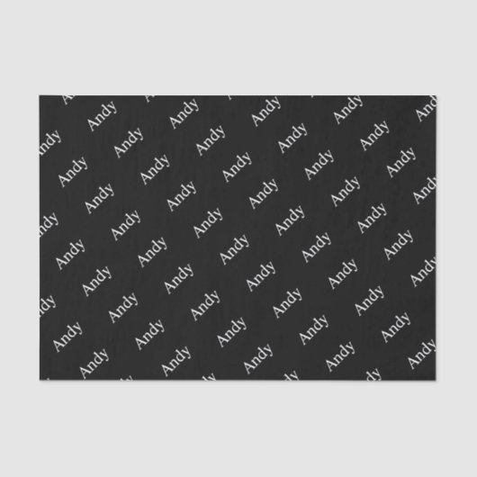 Papier Mousseline Nom ou Motif de mot en cours de répétition noir et (Recto)