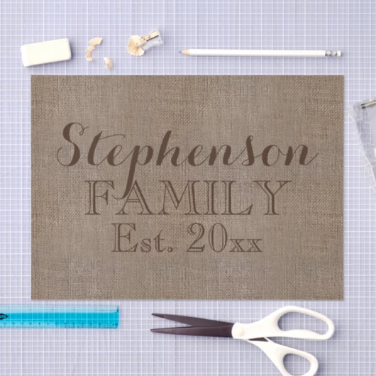 Papier Mousseline Nom personnalisé Burlap Rustique Print (Artisanat)