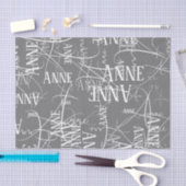 Papier Mousseline Nom personnalisé gris répété (Artisanat)