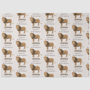 Papier Mousseline Nom personnalisé Jungle Lion Animal Anniversaire