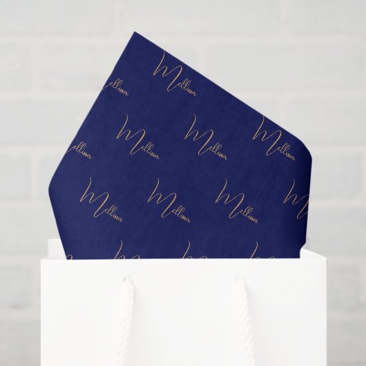 Papier Mousseline Nom personnalisé minimaliste bleu (Sac cadeau)