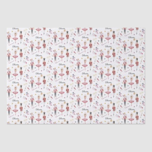Papier Mousseline Nom personnalisé Nutcracker Ballet Ballerina Noël (Recto)