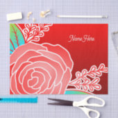 Papier Mousseline Nom personnel de style Abstrait Fleur rouge (Artisanat)