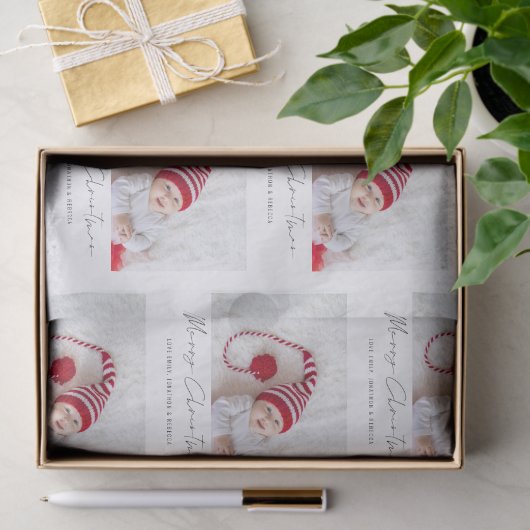 Papier Mousseline Nom photo simple Script Motif Joyeux Noël (Cadeau)