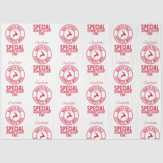 Papier Mousseline Nom rouge et blanc classique du pôle Nord (Recto)