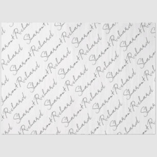Papier Mousseline Noms en noir, blanc mariage de calligraphie