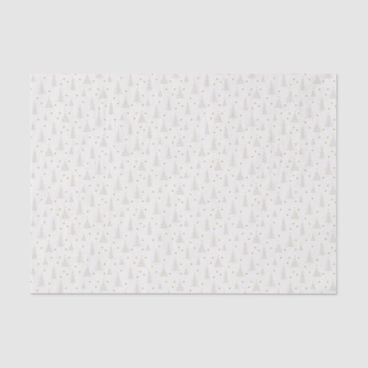 Papier Mousseline Nordique Lumière Tan Arbres de Noël Blanc (Recto)