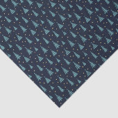 Papier Mousseline Nordique Turquoise Noël Arbres Sombres (Détail)