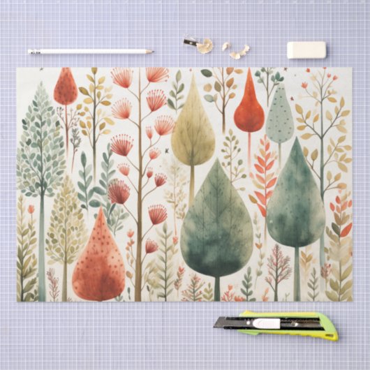 Papier Mousseline Norvégien, Scandi Trees Découpage (Artisanat)