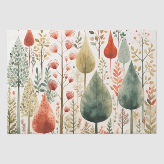 Papier Mousseline Norvégien, Scandi Trees Découpage (Recto)