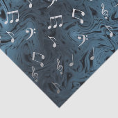 Papier Mousseline notes de musique argentée élégantes en bleu (Détail)