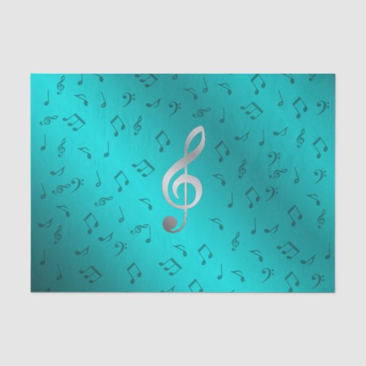 Papier Mousseline notes de musique argentées (Recto)