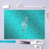 Papier Mousseline notes de musique argentées (Artisanat)