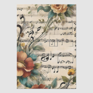 Papier Mousseline Notes de musique de danse vintage, décoration flor