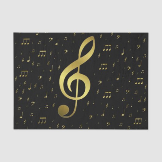 Papier Mousseline notes de musique dorées (Recto)