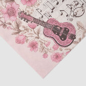 Papier Mousseline Notes de musique et Fleurs style rétro (Détail)