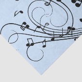 Papier Mousseline Notes de musique fantaisie Bleu (Détail)